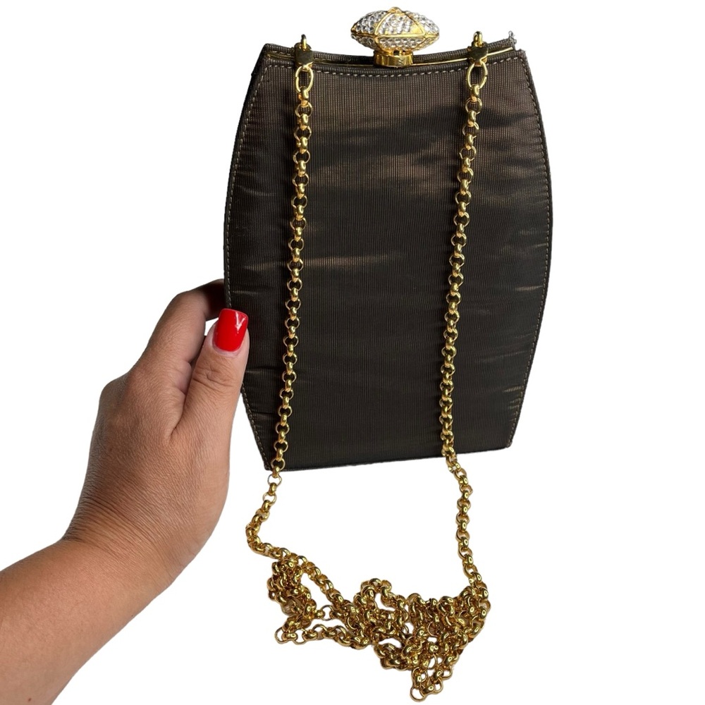Inge Christopher Handbag Purse Dark Bronze Evening Cocktail Clutch Hard Case
